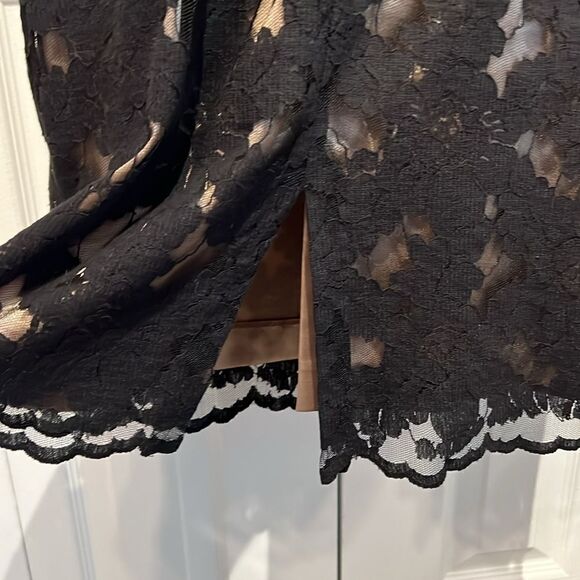 Joseph Ribkoff Black/Gold Lace‎ Sleeveless Moire Waist Midi Dress Size 10 - Picture 12 of 16